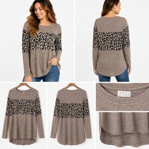 Maurices 24/7 Leopard Colorblock Tunic Top Size S